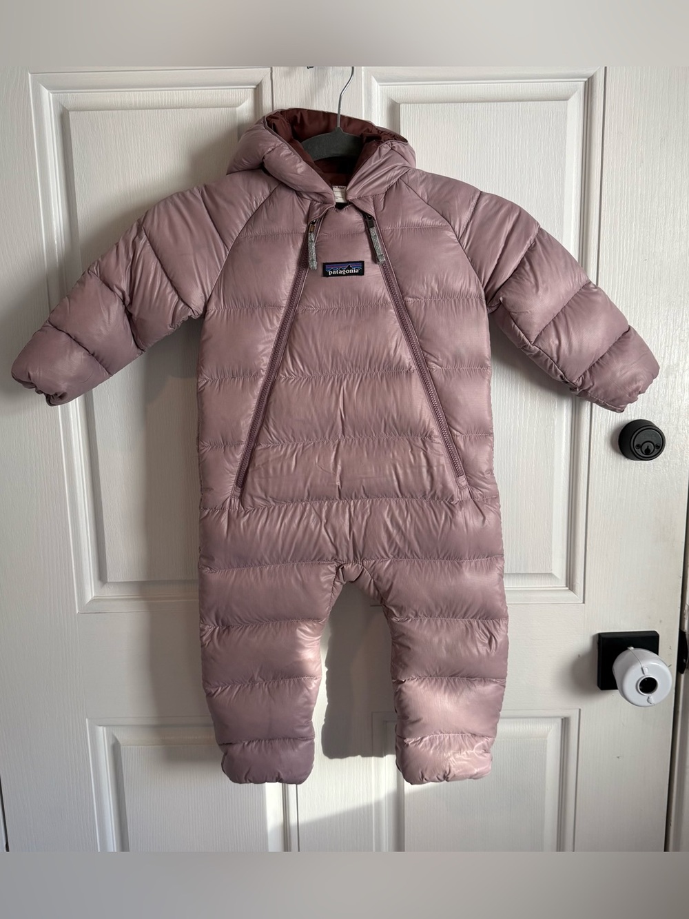 Patagonia Mauve Quilted Hooded One-Piece Footie
